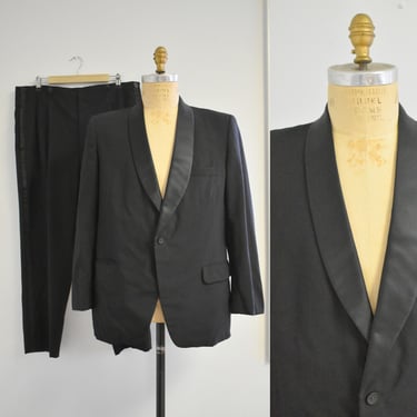 1960s Men's Black Wool Tuxedo 