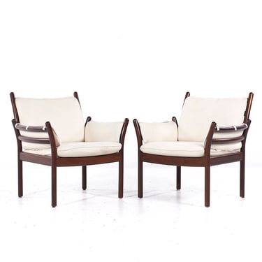 Illum Wikkelsø for CFC Silkeborg Mid Century Danish Rosewood Genius Lounge Chairs - Pair - mcm 