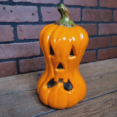 Vintage Ceramic Halloween Pumpkin Jack O Lantern 