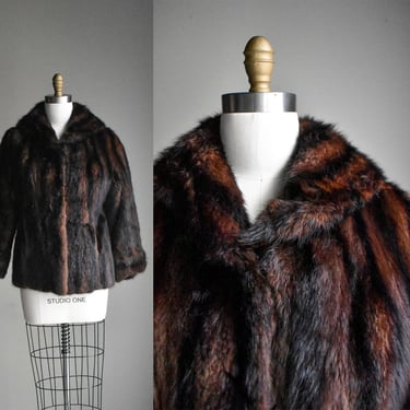 Vintage Brown & Black Striped Fur Coat 