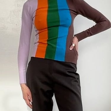 Vertical Bold Striped Turtleneck (S)