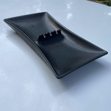 Herb Cohen (attrd.) Black Ceramic Dish Atomic Hyalyn Ashtray Vintage Mid-Century Modern 