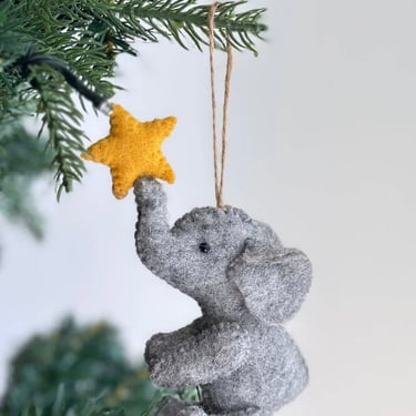 Elephant with Star Felt Ornament