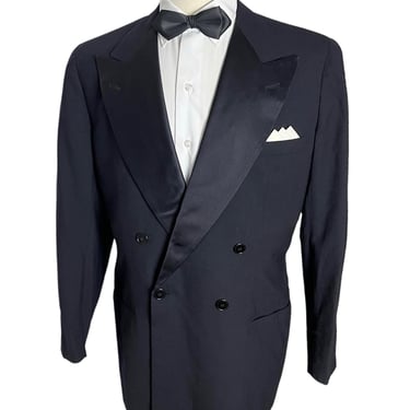 Vintage 1950s Bespoke/Custom Tailored Wool Tuxedo Jacket ~ 40 ~ Suit ~ Wedding ~ Blazer / Sport Coat / Suit ~ Double Breasted Tux 
