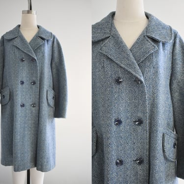 1960s Teal Wool Tweed Overcoat 