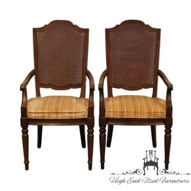 Set of 2 ETHAN ALLEN Classic Manor Solid Maple Cane Back Dining Arm Chairs 15-6012A 