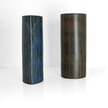 Two Einar Lynge-Ahlberg. unique studio vases, blue and brown, Rorstrand Studio