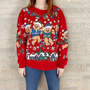 70's Ugly Christmas Dancing Bears Holiday Sweater 