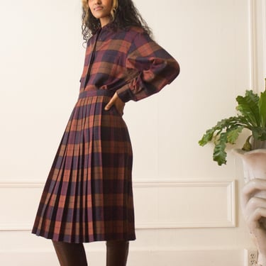 1980s Anne Klein II Plaid Wool Co-Ord Set 