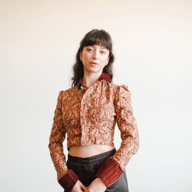 Victorian Burgundy Paisley Print Blouse 