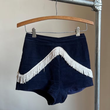 1940’s vintage navy blue corduroy & white fringe tap shorts 