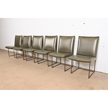 Milo Baughman for Thayer Coggin Mid-Century Modern Hollywood Regency Brass Dining Chairs, Set of Six