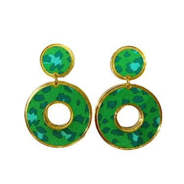 Sample Sale Green Round Colorful Leopard Earrings