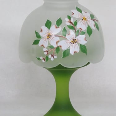 Westmoreland Fairy Lamp Green and Clear Frosted Glass Pedestal With Shade 3911B