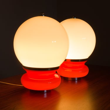 Pair Italian Space Age Mazzega Murano glass table lamps attr. to Carlo Nason, Italy, 1970s 