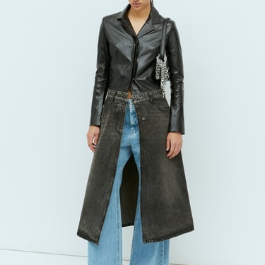 Diesel Women L-Ory Leather And Denim Coat