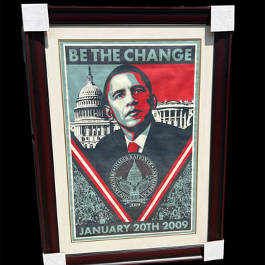 Shepard Fairey “Be The Change” Barack Obama Inauguration Lithograph framed poster 
