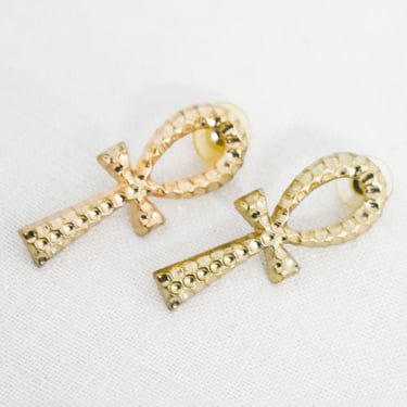 1990s Ankh Pierced Earrings 