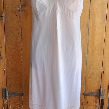 60s Pale Pink Slip Dress Nylon & Lace Large 