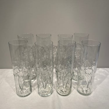 Vintage Libbey Le Femme Risque' Nude Dancing Barware Cocktail Glasses, modern barware glasses, elegant cocktail glass, nude decor, 