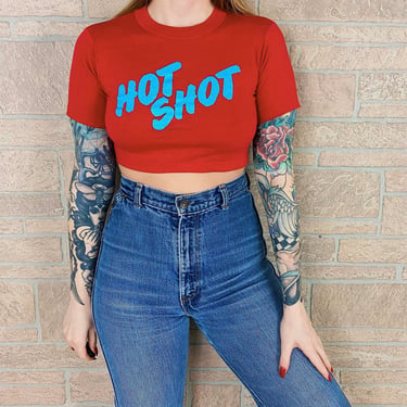80's Vintage Hot Shot Crop Top Shirt 