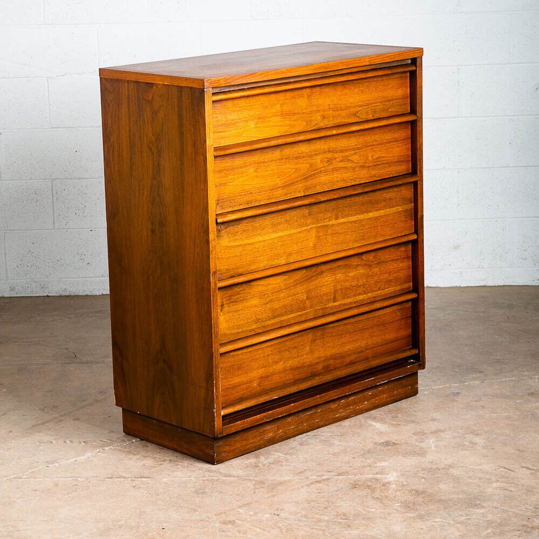 Mid Century Modern Dresser Highboy Lane Rhythm Walnut 5 Drawer Wood