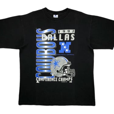 Vintage 1992 Starter Dallas Cowboys Football NFC Champions Big Print Graphic T-Shirt Size Large 