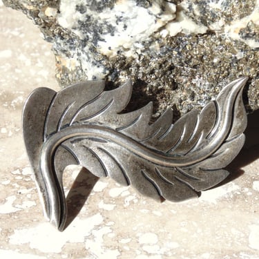 Serafin Moctezuma Vintage Taxco Sterling Silver Feather Brooch c. 1940s 
