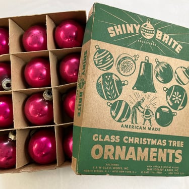 pink shiny brite ornaments 1950s mercury glass Christmas balls 