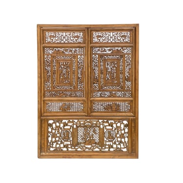 Chinese Vintage Wood Oriental Carving Wall Panel Window Screen cs7274E 