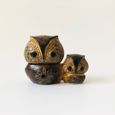 Mid Century Pottery Owl Incense Holder 