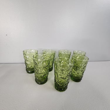 Set of 7 Anchor Hocking Milano Green Drinking Glasses 