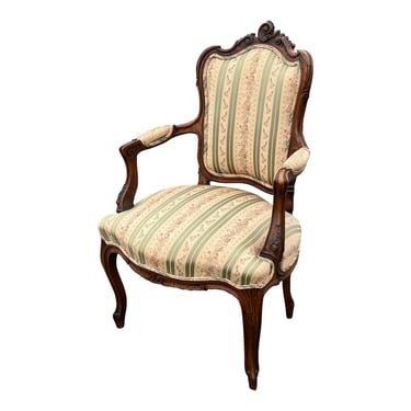 Vintage French Louis XV Ornately Carved Accent Chair 