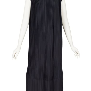 Paul-Louis Orrier 1980s Vintage Black Pleated Sleeveless Sack Dress 