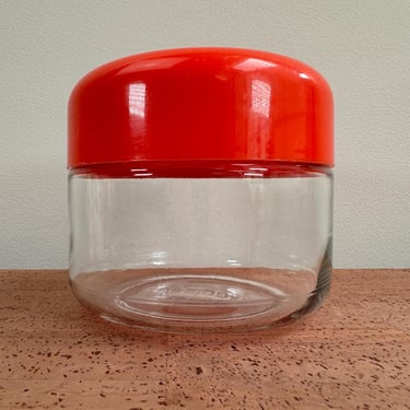 Vintage Heller Small 4.5" Canister Storage Jar | Massimo Vignelli | Orange Deep Orange | Mod 