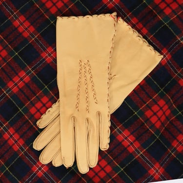 40s Buckskin gloves | Vintage 1940s Deadstock deer skin leather gloves 