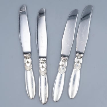 Georg Jensen Cactus Dinner Knife (set of 4) | Vintage Sterling Silver 1930s Danish Silverware by Gundorph Albertus 