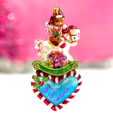 VINTAGE: Christopher Radko Rocking Horse Christmas Tree Ornament - Baby's First Christmas - Holiday, Christmas, Xmas 