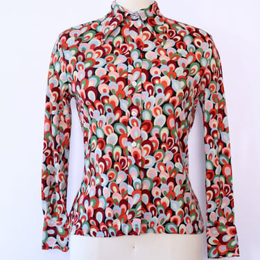 Optic Print Dagger Collar Shirt M