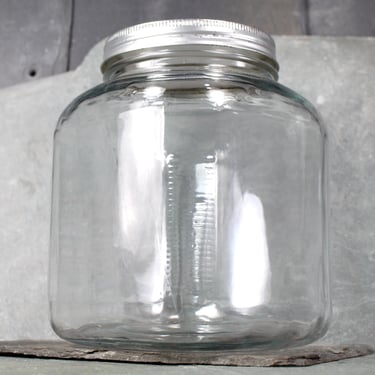 Old General Store Square Counter Jar | Large Vintage Candy Jar with Silver Screw-Top Lid 