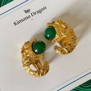 Early 1960s K.J.L Gold Panther Statement Earrings