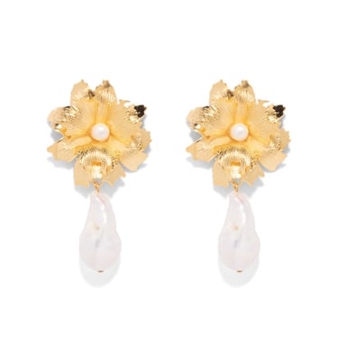 The Pink Reef Lace Floral Earring with Baroque Pearl