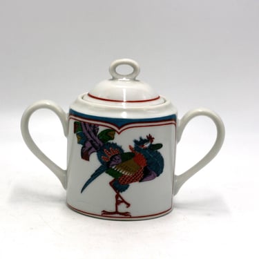 vintage George Briard Oriental Peacock Sugar Bowl 