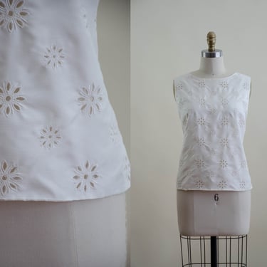 silk embroidered blouse | 90s y2k vintage white ivory cutwork eyelet lace light academia floral embroidery cute cottagecore silk tank top 