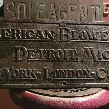 American Blower Co Industrial Americana Iron Antique Plaque Sign C1910 19" X 7" 
