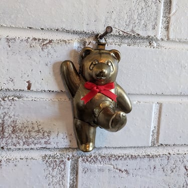 Cute Vintage Brass Teddy Bear Wall Hook 