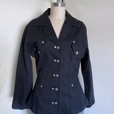 Vintage 90's Stretch Denim Jacket with a Cinched Waist 