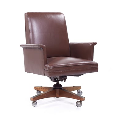 Stow Davis Mid-Century Modern Leather Executive Swivel Desk Chair - mcm 