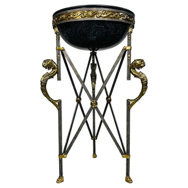 Maitland Smith Neoclassical Egyptian Revival Iron Bronze Plant Stand Jardiniere 