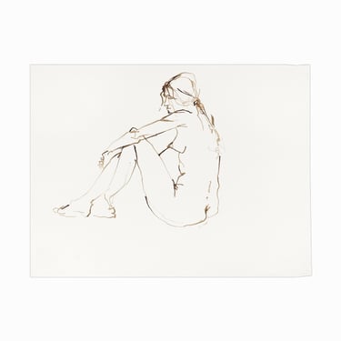 John Tuska Model Ink Drawing Figural Nude Woman Vintage 